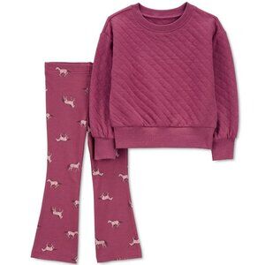 NWT. CARTER'S Toddler Girls 2-Pc. Quilted Top & Printed Leggings Set